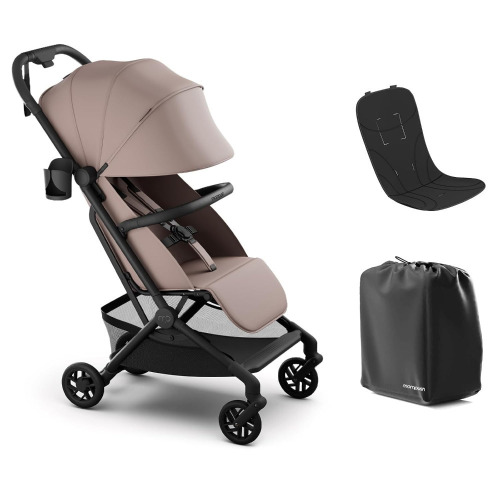 Mompush Velo Compact Travel Stroller One Second Fold Airplane carry-on approved, near-flat recline, magnetic harness, leather bumper bar, UPF 50+ for newborns to toddlers New In Box $399