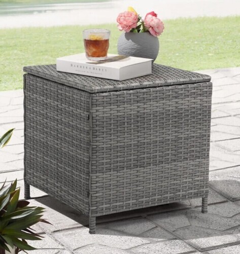 Ebern Designs Caimin Square Metal Outdoor Side Table, 18.1'' in. W 18.1'' in. D New In Box $199