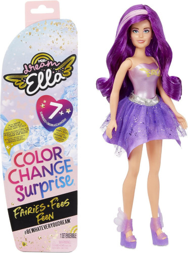 MGA Entertainment Dream Ella Color Change Surprise Fairies, Aria Purple Fashion Doll with 7+ Surprises Including Outfit New In Box