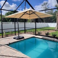 Purple Leaf 10' Square Aluminum UV-Resistant Outdoor Cantilever Offset 360&deg; Rotation Patio Umbrella with Base, Beige, (2 Boxes), New in Box $499