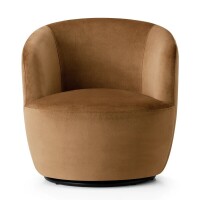 Pop Maison Bella Modern Velvet Swivel Barrel Chair, Camel, New in Box $499