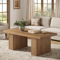 Tribesigns 47" Farmhouse Rectangle Center Coffee Table, with Large Tabletop & Thick Base, Rustic Brown, New Floor Model $299