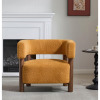 Christopher Knight Home Bram Rubberwood Boucle Upholstered Accent Arm Chair with Open Curved Back, Ginger, New in Box $699
