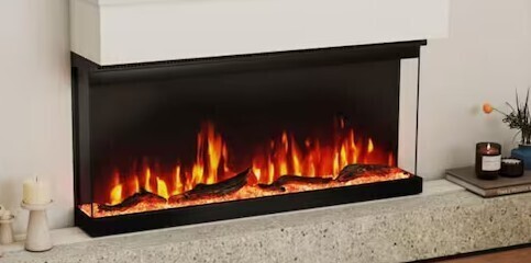 Kadehome 36 in. 3-Sided Wall Mount Electric Fireplace in Black with 12 Flame, Remote, 5 Brightness, Timer, 3D Recessed Fireplace New in Box $599