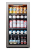 Ca'Lefort - 105 Can Beverage Refrigerator,3 color LED Mini Freestanding Beverage Fridge, with Glass Door,for Home/Bar - Silver in Box On Working $699
