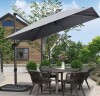 Purple Leaf 9 ft. Square Aluminum UV-Resistant Outdoor Cantilever Offset 360&deg; Rotation Patio Umbrella , Light Gray in Box $499