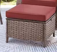 Moosprr Modern Farmhouse Wicker Patio Ottoman with Cushion New in Box $299