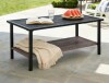 COOS BAY Rectangular Patio Metal Coffee Table 2-Tier w/ Wicker Storage Shelf Weather-Resistant Wood-Grain for Pool Outdoor New In Box $299