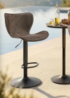 Wrought Studio&trade; Outdoor Bar Stool with Backrest, All-Weather Teslin Adjustable Height Swivel Counter Chair, Matte Black Base, Waterproof Cover Included for Patio, Poolside & Garden $299