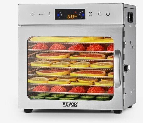 VEVOR Food Dehydrator Machine, 8 Stainless Steel Trays, 400W Electric Food Dryer with Adjustable Temperature & 24-Hour Timer, Heated Dryer for Jerky, Meat, Fruit, Vegetables, Herbs, Dog Treats New In Box $299