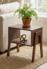 Ebern Designs Mid-Century Modern Stackable Wooden Bedside Table in Walnut Brown New In Box $199