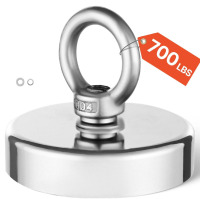VEVOR Fishing Magnet, 700 LBS/318 Kg Pulling Force Super Strong Neodymium Fishing Magnet, Rare Earth Magnet with Handle Diameter 2.36 in/60 mm for Retrieving in River, Magnetic Fishing, Heavy Hanging New In Box $79