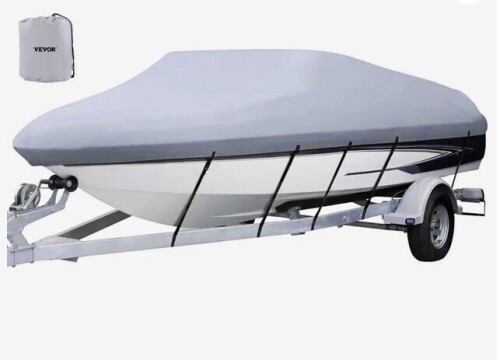 VEVOR Waterproof Boat Cover, 14'-16' Trailerable Boat Cover, Beam Width up to 90" v Hull Cover Heavy Duty 600D Marine Grade Polyester Mooring Cover for Fits V-Hull Boat with 5 Tightening Straps New In Box $199