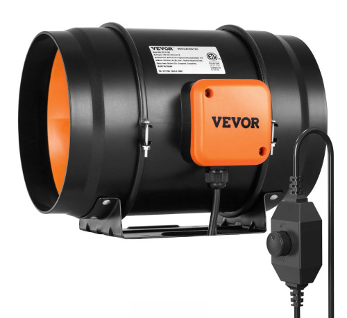 VEVOR Inline Duct Fan, 203.2mm 506.2 CFM with Variable Speed Controller, Quiet AC-motor Ventilation Exhaust Fan for Cooling Booster, Grow Tents, Hydroponics New In Box $199