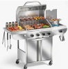R.W.FLAME Premium 304 Stainless Steel 4 - Main Burner Gas Grill with 1 Side Burner, 42,000 BTU for Liquid Propane, Featuring Dual - Brake Universal Wheels New in Box $999