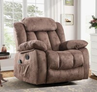Ebern Designs 37.4" Wide Contemporary Compact Microfiber Swivel Rocker Manual Recliner Chair with Heat and Massage New in Box $699