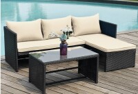 Ebern Designs 3 Piece Patio Conversation Sofa Seating Group With Cushions New in Box $799