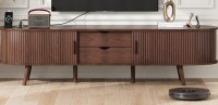 George Oliver TV Stand For 80" TVs, Walnut Entertainment Center with Power Outlet, 70 inch tv stand, Wood TV Console With Drawers And Shelves New in Box $499