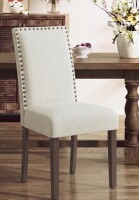 Winston Porter Vintage 6" Thick Seat Linen Parsons Dining Chairs with Nailhead Trim Solid Wood Legs in Camel New in Box $299