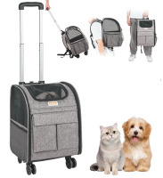 VEVOR Rolling Pet Carrier Backpack with Removable Wheels for Under 18LBS, Large Soft Sided Wheeled Dog Carrier Cat Travel Carrier Airline Approved for Small Dogs and Medium Cats with Upgraded Wheels New In Box $99