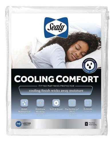 Sealy Queen Cooling Comfort Machine Washable Fitted Mattress Protector: Waterproof, Hypoallergenic, Fits 18" Depth New $79