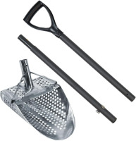 Dune Scoops Stainless Steel Beach Sand Scoop Metal Detector Tool with Light & Strong Carbon Fiber Universal Pole with Handle (Kraken 11 x 8 (Round)) New In Box $299