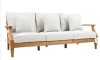 SAFAVIEH Couture Martinique Wood Patio Sofa - Natural Teak / White New in Box $1999