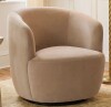 Wade Logan 27" Wide Upholstered Velvet Small Swivel Barrel Accent Chair in Beige New in Box $699