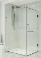 Vigo Pacifica 34" W x 46" D x 73" H Hinged Frameless Shower Enclosure with 3/8 Clear Glass VG6012BNCL36 New in Box $1299
