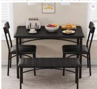 Ebern Designs Komuda 4 - Person Four Leg Dining Set (Set of 4) in Black New in Box $599