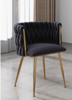 Everly Quinn Velvet Woven Dining Chair in Black New in Box $399