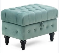 House of Hampton Eman Upholstered Ottoman Teal Light Green.New in Box $399
