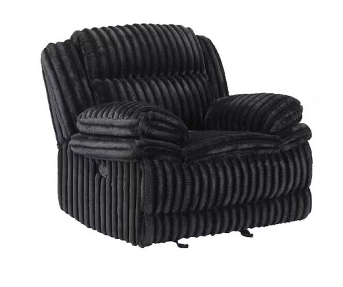 Homelegance Dyersburg Black Corduroy Manual Glider Recliner New Shelf Pull $699