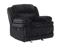 Homelegance Dyersburg Black Corduroy Manual Glider Recliner New Shelf Pull $699