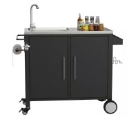 Sailret 38 in. 304 Stainless Steel Built-In Outdoor Kitchen Grill Cart with Sink, Storage Cabinet, Wheels BBQ Prep Station $499