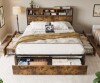 Snhomee Bed Frame with Storage Headboard and 6 Drawers & Charging Station - No Noise, No Box Spring Frames, Queen New In Box $599