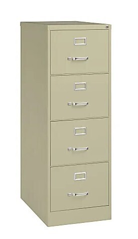 WorkPro&reg; 26-1/2"D Vertical 4-Drawer Legal-Size File Cabinet, Putty / Workforce Heavy Duty 5 Drawer Vertical File Cabinet, Letter Size, 63.98"H x 14.9"W x 26.5"D, Black / Assorted New In Box $599