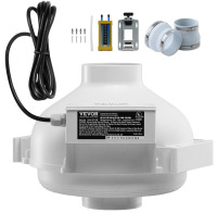 VEVOR 4 to 4.5 inch Radon Fan Installation Kit, Quiet 260CFM Radon Mitigation Fan System Kit with 2 Couplers, Pressure Indicator, Waterproof Inline Duct Fan Exhaust Fan for Indoor Outdoor Ventilation New In Box $199