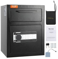 VEVOR 1.7 Cub Depository Safe, Deposit Safe with Drop Slot, Electronic Code Lock and 2 Emergency Keys, 17.71'' x 13.77'' x 13.77'' Business Drop Slot Safe for Cash, Mail in Home, Hotel, Office New In Box $299
