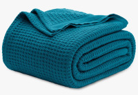 Bedsure 406gsm 100% Cotton Blanket Breathable Waffle Weave Queen Blanket GentleSoft $299