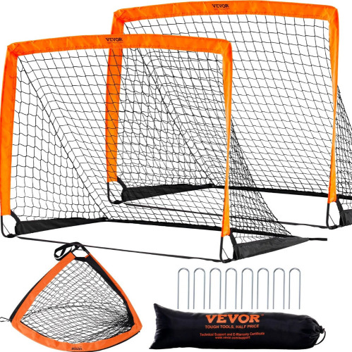 VEVOR Portable Soccer Goal, 4x3 ft Kids Backyard Soccer Net, Foldable Pop Up Practice Soccer Net, Mini Youth Training Soccer Goal Set, All-Weather Indoor Outdoor Soccer Goals with Carry Bag, 2 Pack New In Box $99