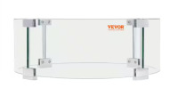 VEVOR Fire Pit Wind Guard 17 x 17 x 6 in. Glass Flame Guard 0.25 in. Thick Glass Shield with Aluminum Alloy Feet Fire Table New In Box $199