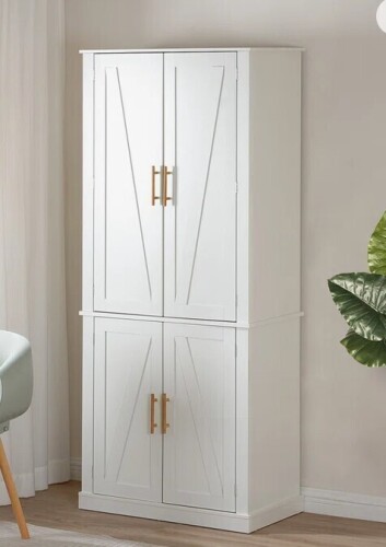 Beachcrest Home Rahn 69.7'' Pantry Storage Cabinet with 8 Door Shelves & Adjustable Shelf in White $499