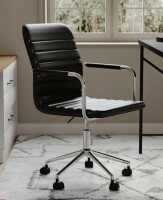 Martha Stewart Taytum Upholstered Swivel Home Office Chair with Integrated Armrests New in Box $499