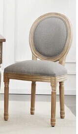 Ophelia & Co 20" H Mid Century Modern Upholstered Linen Side Chair King Louis Back Solid Wood Dining Chair in Light Gray New in Box $299
