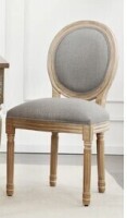 Ophelia & Co 20" H Mid Century Modern Upholstered Linen Side Chair King Louis Back Solid Wood Dining Chair in Light Gray New in Box $299