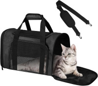 Pet Marvel 20.0"L x 13.0"W x 13.0"H Cat Carrier Soft Up to 28 Lbs, Breathable Pet Bag with Steel Frame Lockable Zippers, Fits Small Big Dog, Kitten, Puppy, Medium Travel Carrying Case for Kennel Car Airline Transport, Black New In Box $79