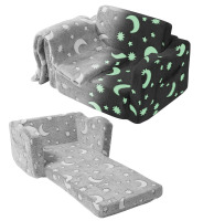 VEVOR Fold-out Kids Sofa, Glow-in-the-Dark Kids Couch Chair, 2-in-1 Children Convertible Sofa to Lounger, Extra Soft Flip-out Toddler Couch for Siting and Sleeping, for Bedroom and Playroom New In Box $99
