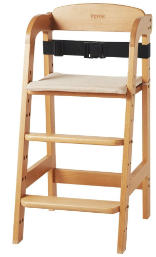 VEVOR Wooden High Chair for Babies & Toddlers, Convertible Adjustable Feeding Chair, Eat & Grow High Chair with Seat Cushion, Portable Baby Dining Booster Seat, Beech Wood Toddler Chair, Natural New In Box $199