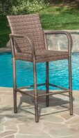 Nuu Garden Brown Wicker Outdoor Bar Stool, Patio Rattan Bar Chair Bar Height Dining Chair with Armrests and Backrest $299
